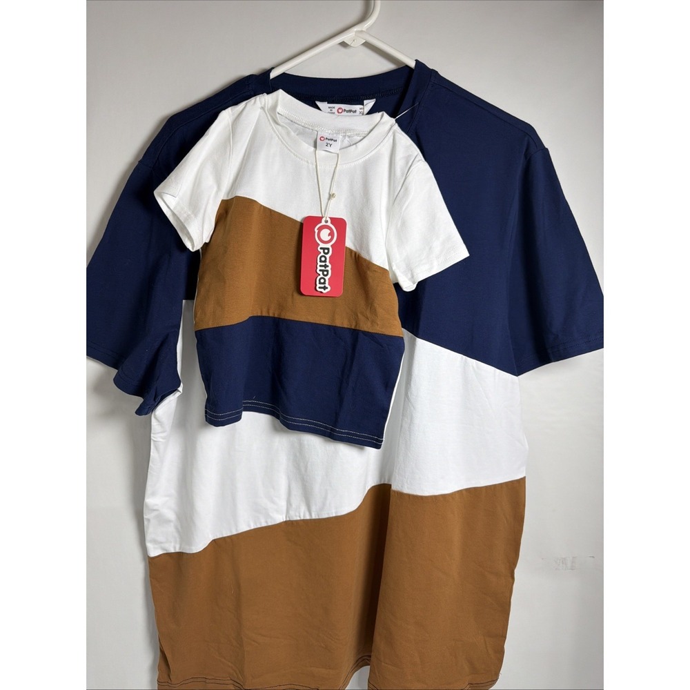 Father Dad And Son Matching NWT Pat Pat Shirts Men's XL Sons Sz2 Browns Blues